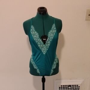 Savage x Fenty NWT Teal and Green Lace Bodysuit Lingerie Sz L
